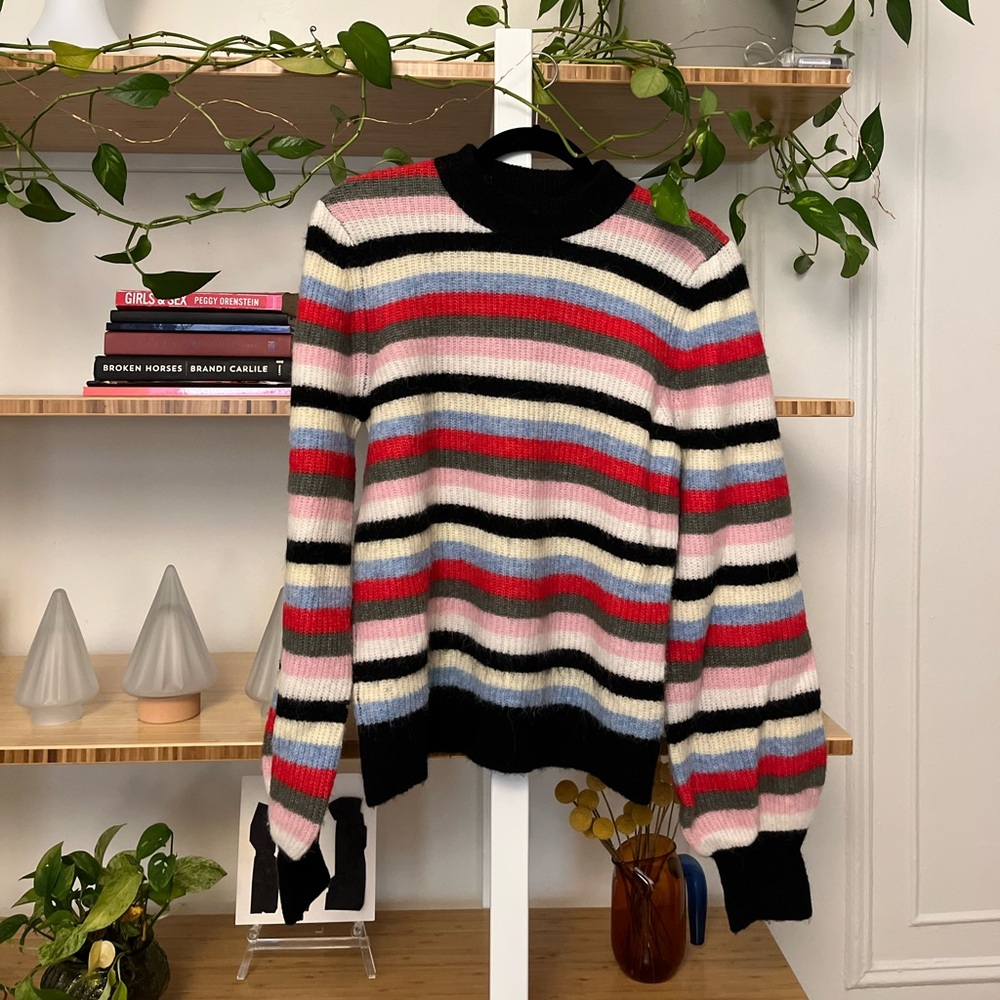 Ganni rainbow colorful stripe wool sweater
